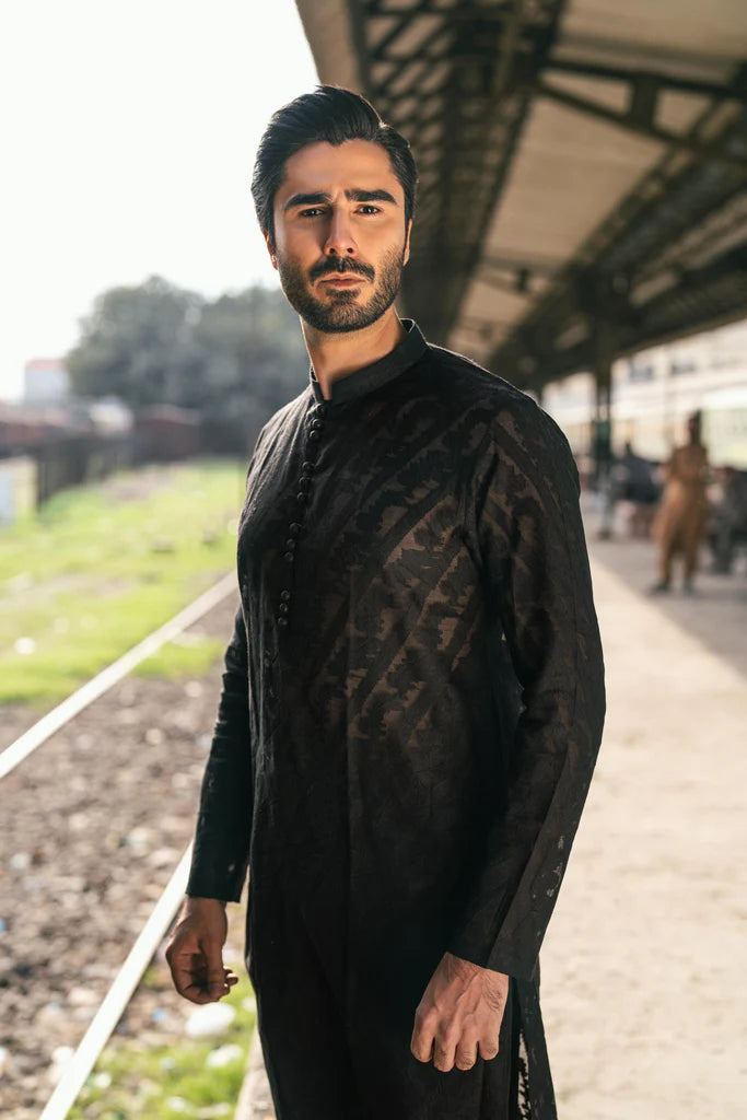 HUMAYUN ALAMGIR (MENSWEAR) - Black Embossed