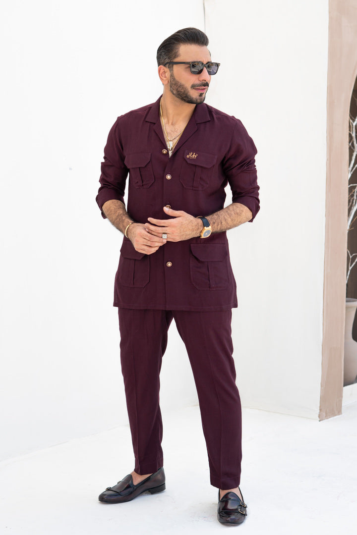 HUMAYUN ALAMGIR (MENSWEAR) - Maroon Nawabi