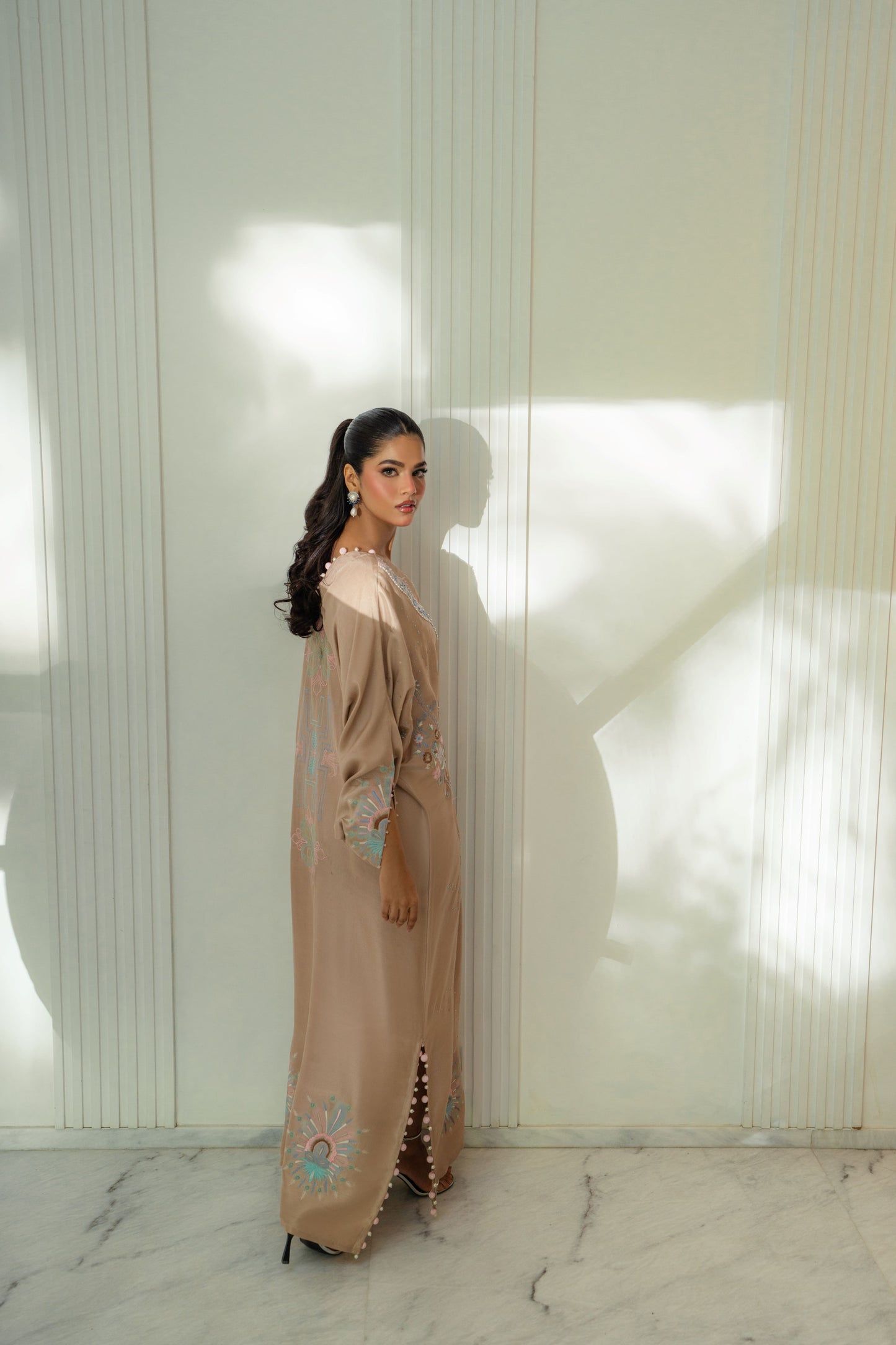 FARAH ZUBAIR- Rukshar Beige Kaftan