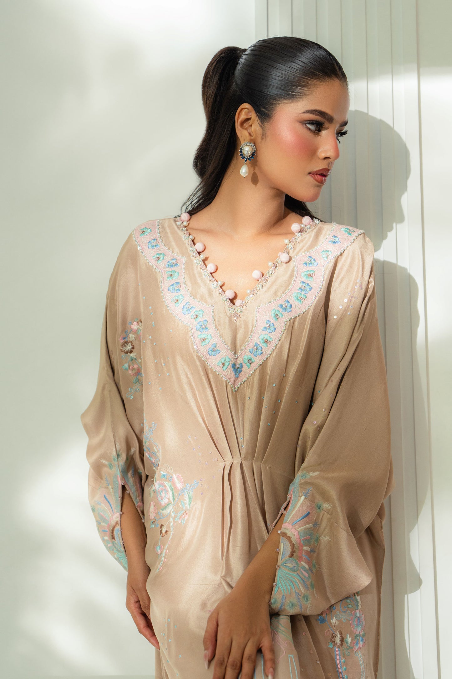 FARAH ZUBAIR- Rukshar Beige Kaftan