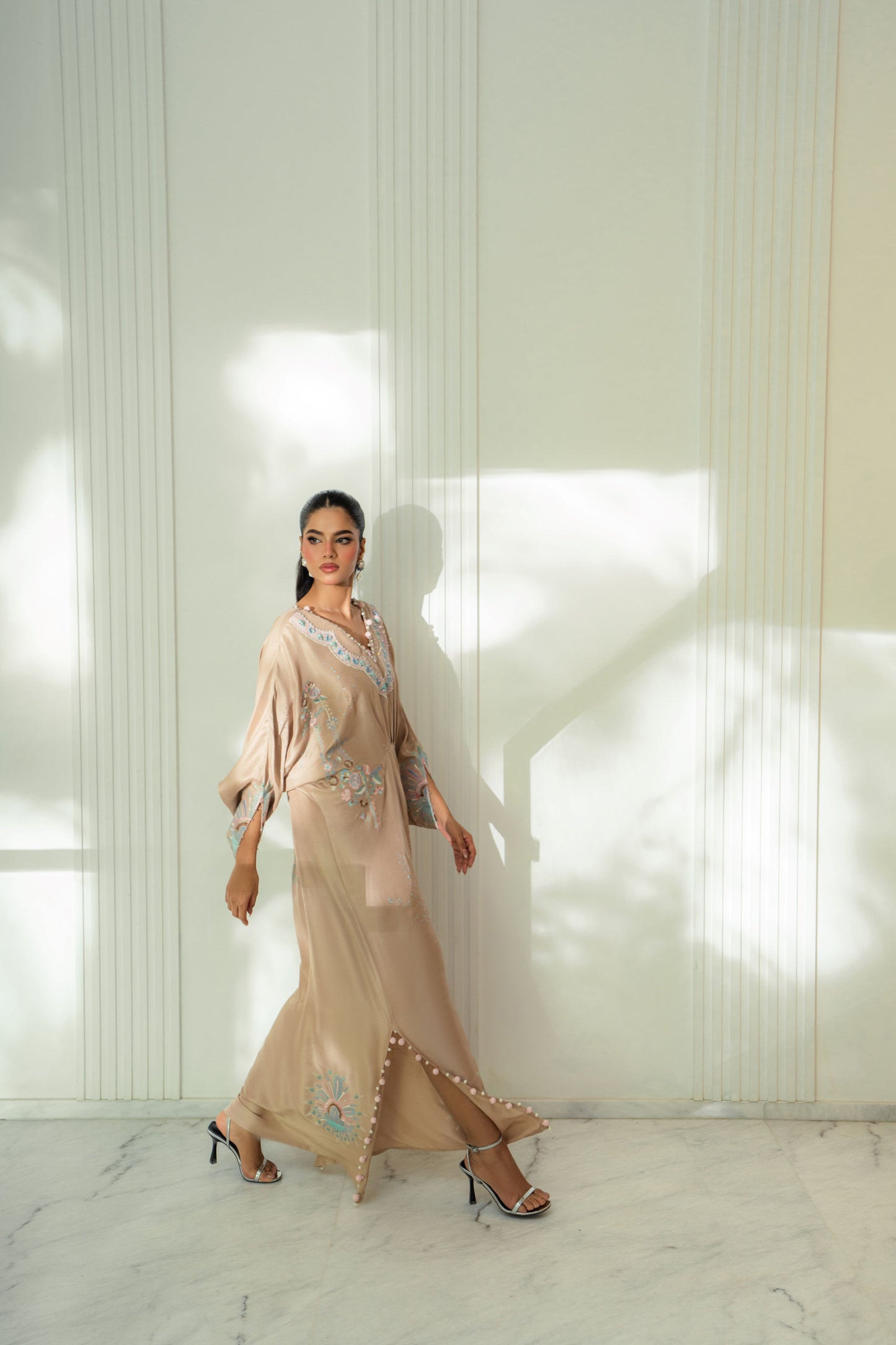 FARAH ZUBAIR- Rukshar Beige Kaftan