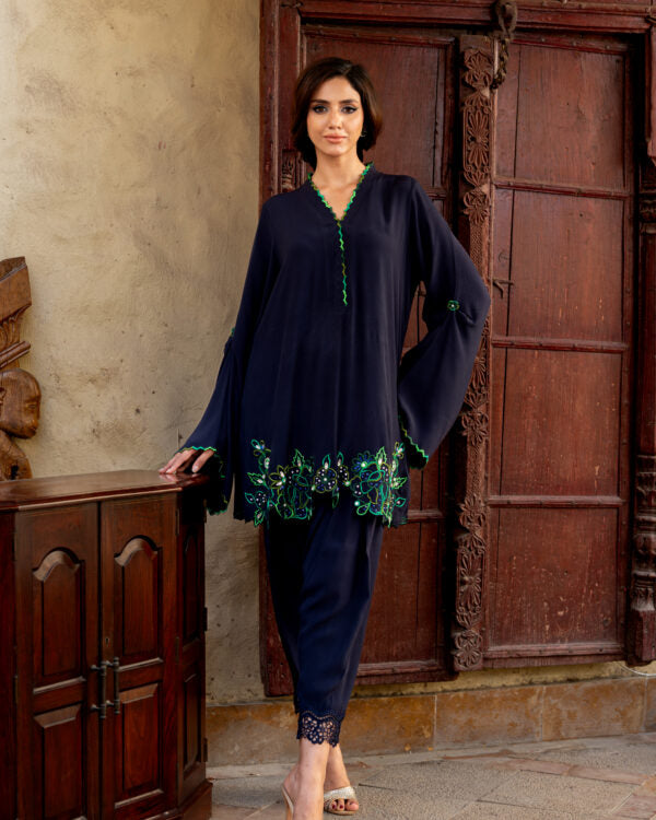 SOFIA NAVEED LARI - PEA COCK NAVY BLUE