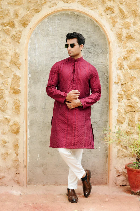 INCHI TAPE MENSWEAR - Maroon Embroidered Suit