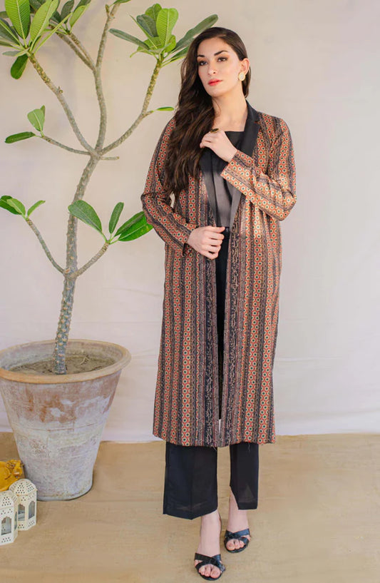 Manto - Kaavish Rustic Orange Stripes Coat