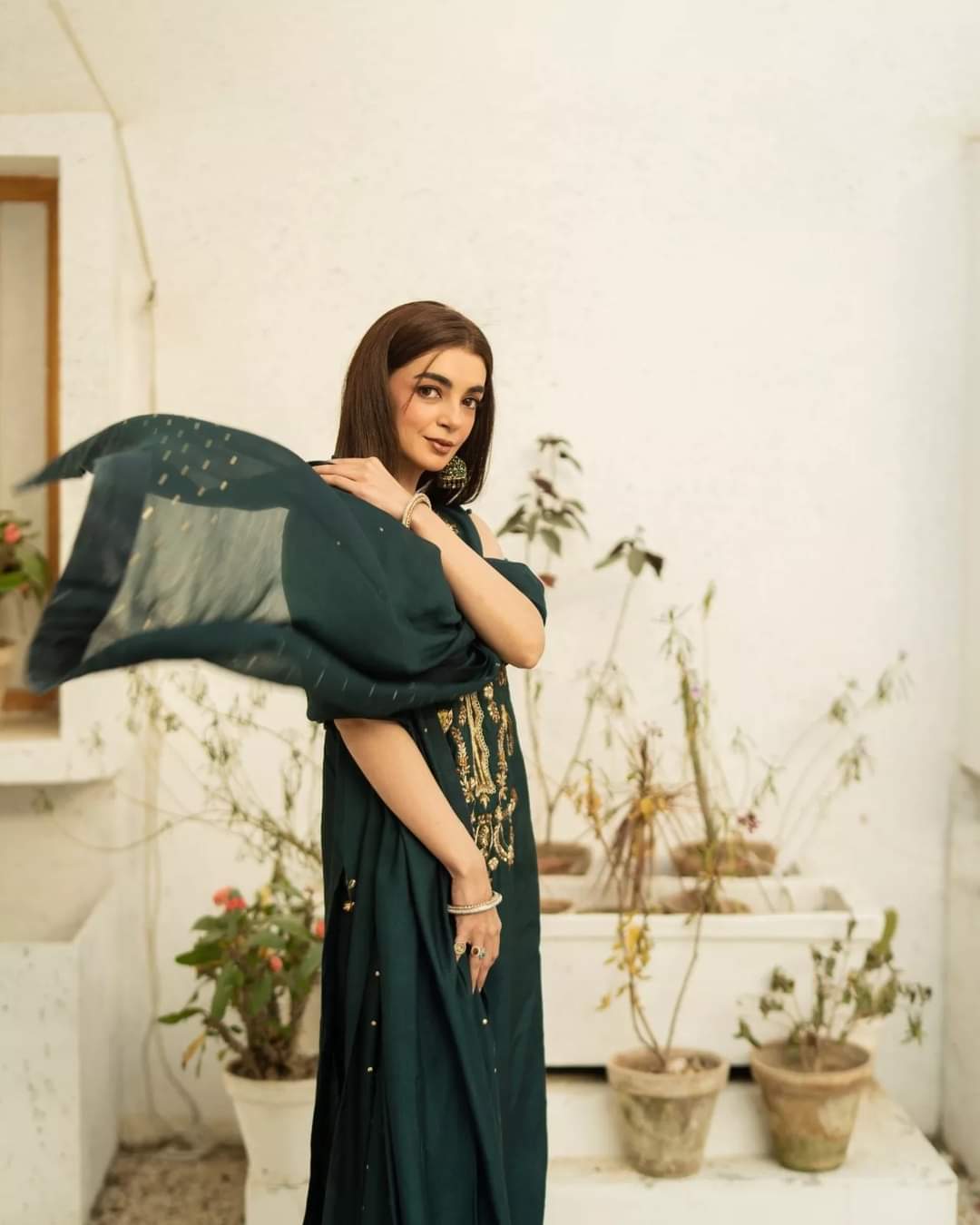 HUMAYUN ALAMGIR (WOMENWEAR) - Green Gala with sleeves