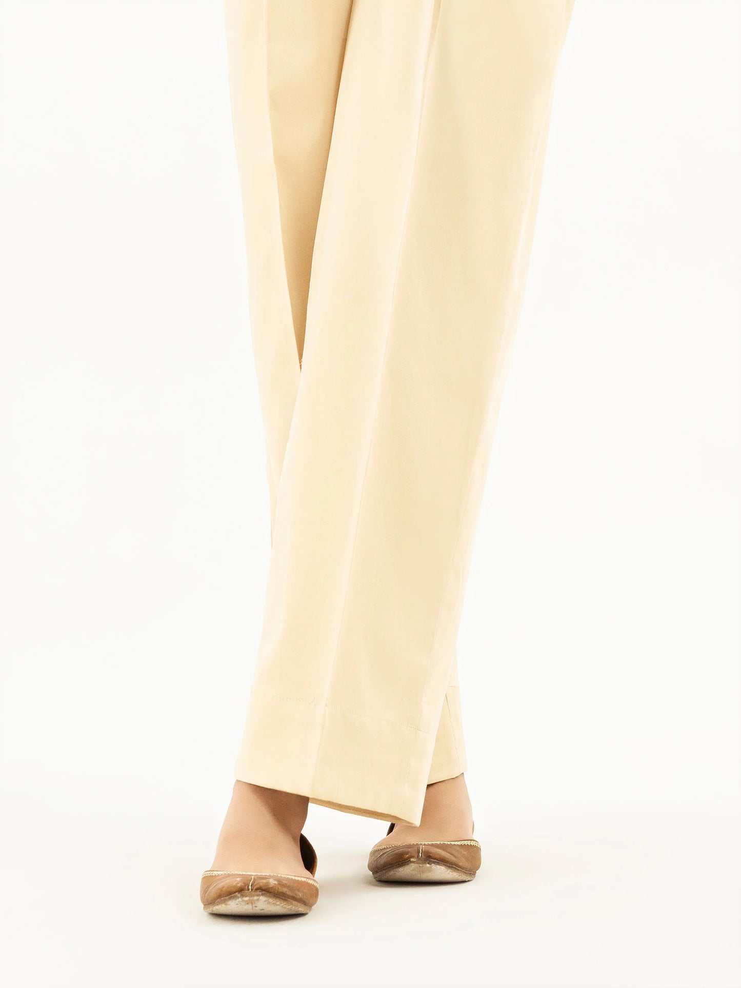 LIMELIGHT - Cream Cambric Loose Fabric Pants(Unstiched)