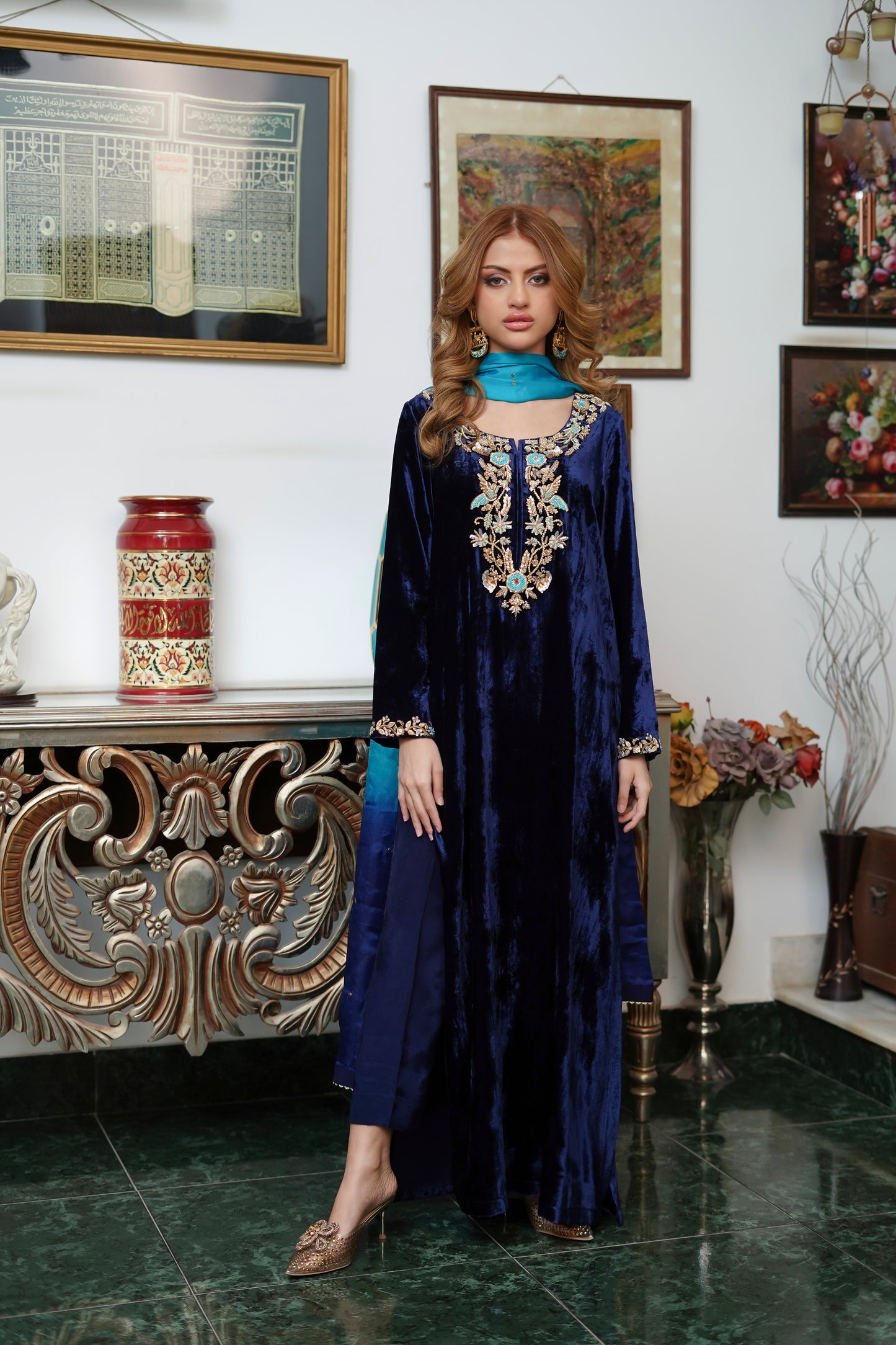 ASHJAIN SAFWAN - Navy Blue Velvet