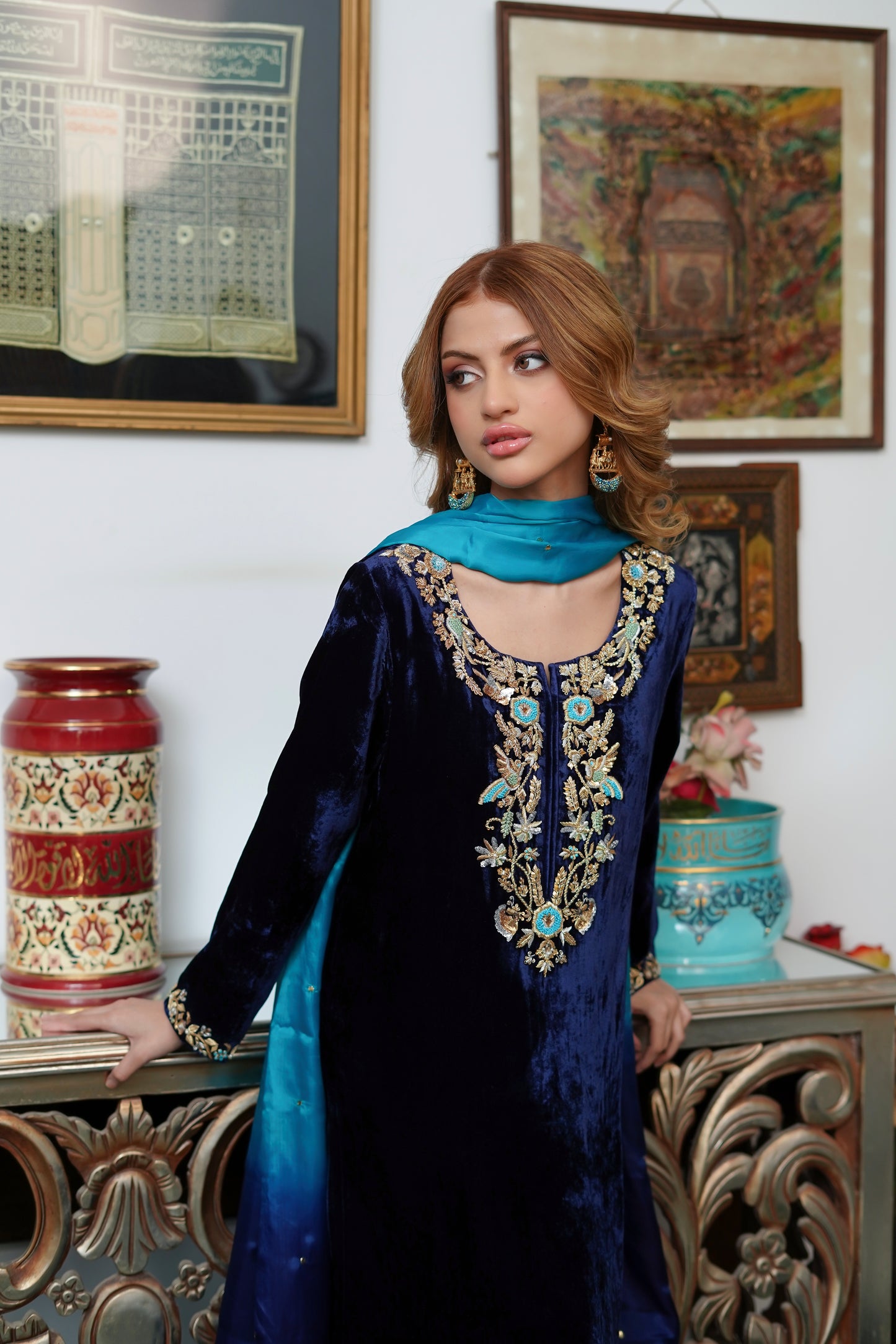 ASHJAIN SAFWAN - Navy Blue Velvet