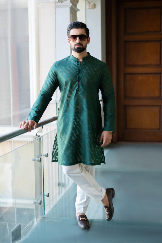 HUMAYUN ALAMGIR (MENSWEAR) - Green embossed