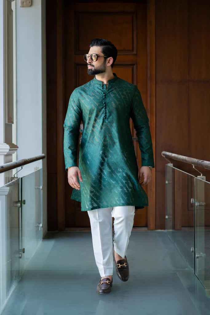 HUMAYUN ALAMGIR (MENSWEAR) - Green embossed