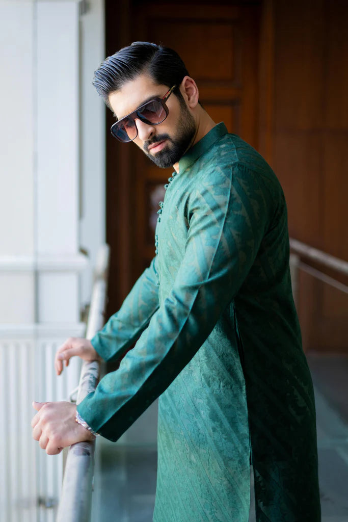 HUMAYUN ALAMGIR (MENSWEAR) - Green embossed