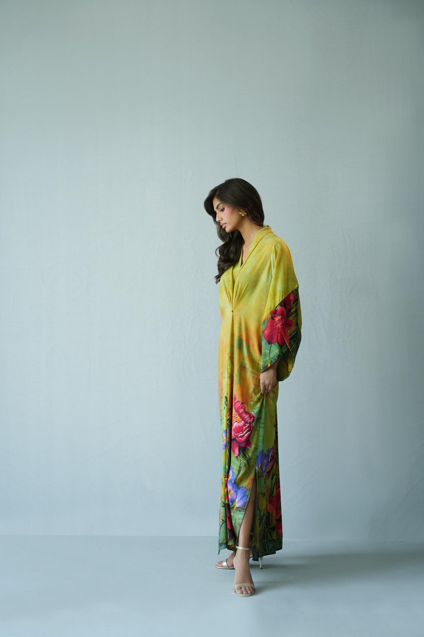 KARISHMA TALREJA - Yellow Printed Kaftan