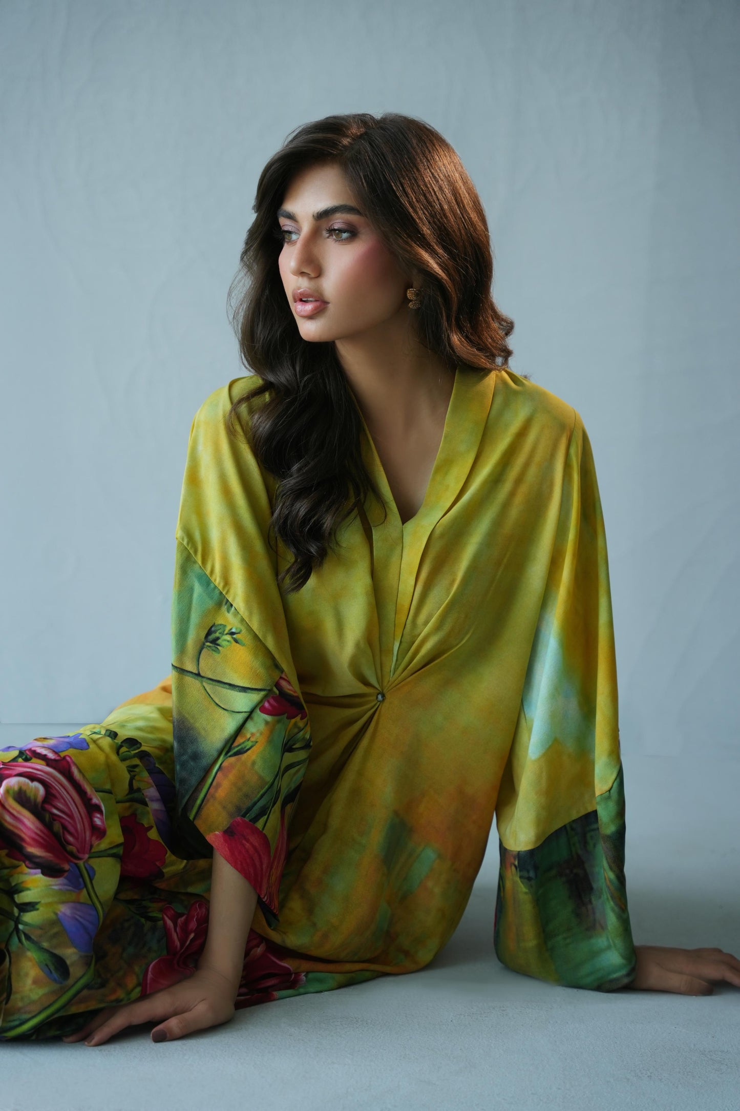 KARISHMA TALREJA - Yellow Printed Kaftan