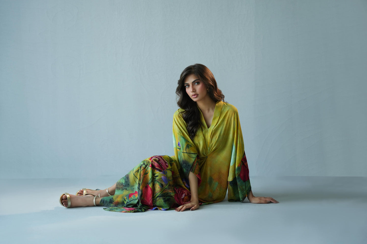 KARISHMA TALREJA - Yellow Printed Kaftan