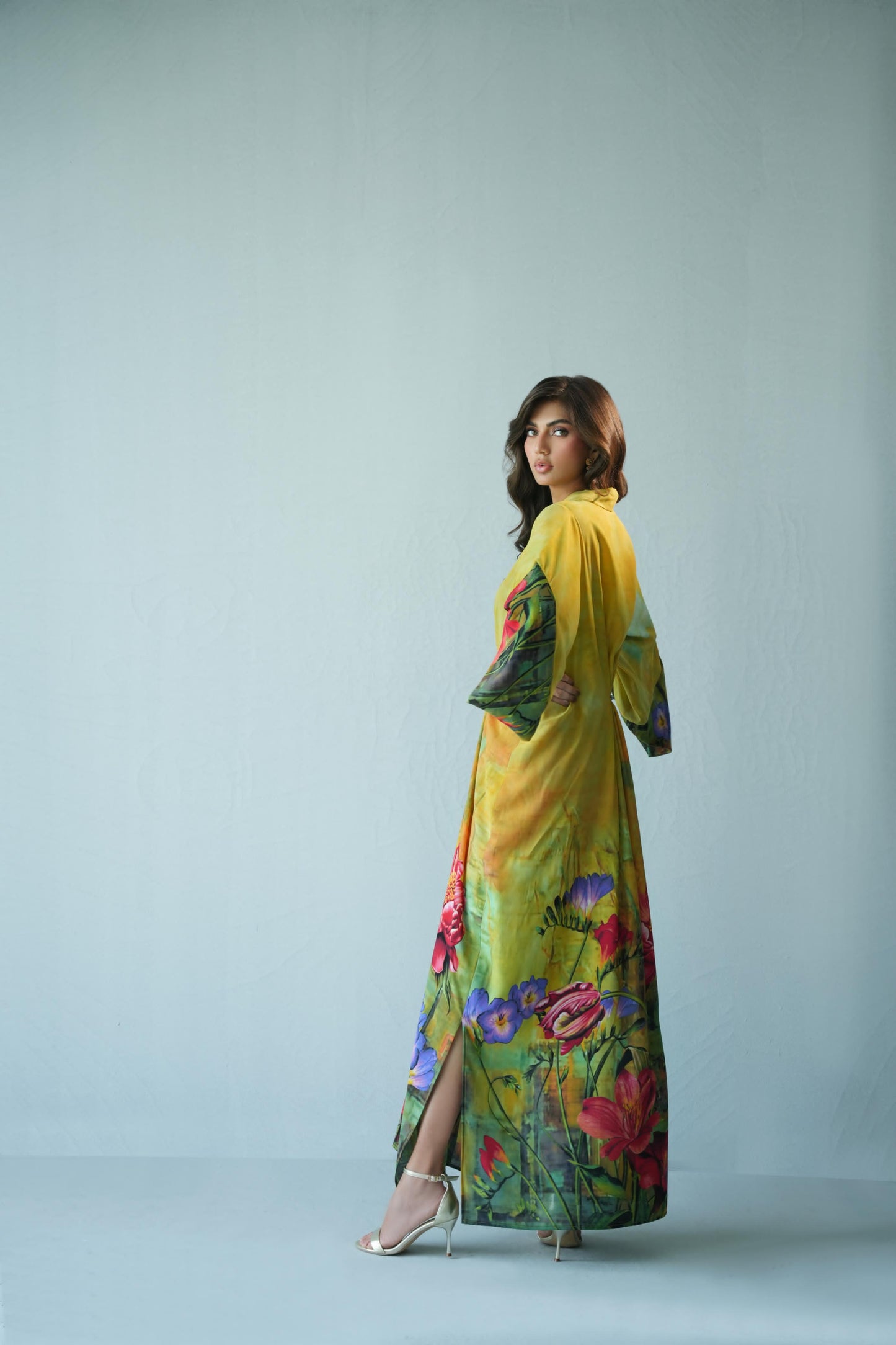 KARISHMA TALREJA - Yellow Printed Kaftan