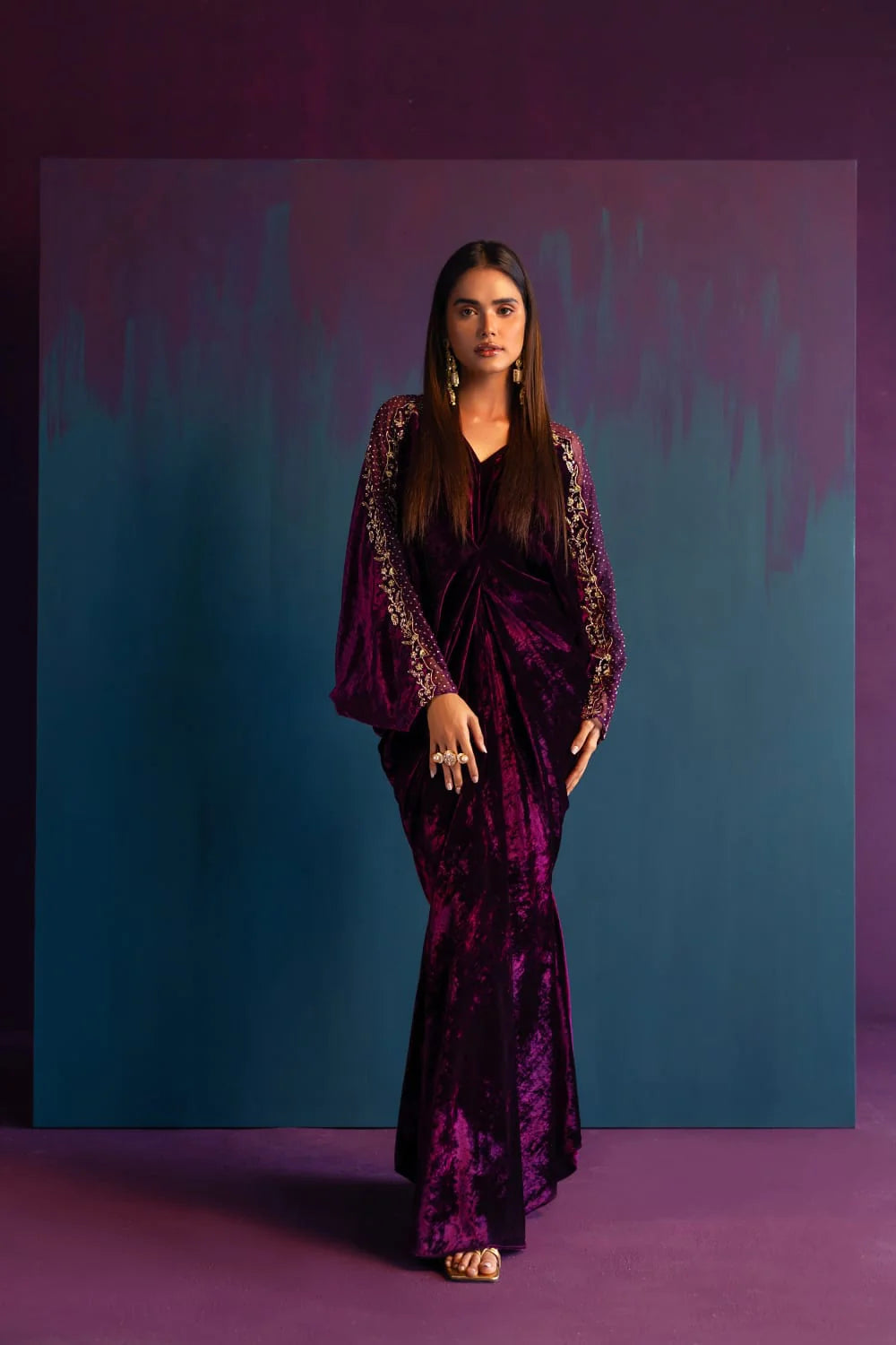 ANAM AHKLAQ - Violette Velvet Kaftan