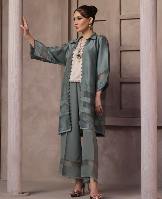 AMBREEN FARRUKH - Slate Green Jacket