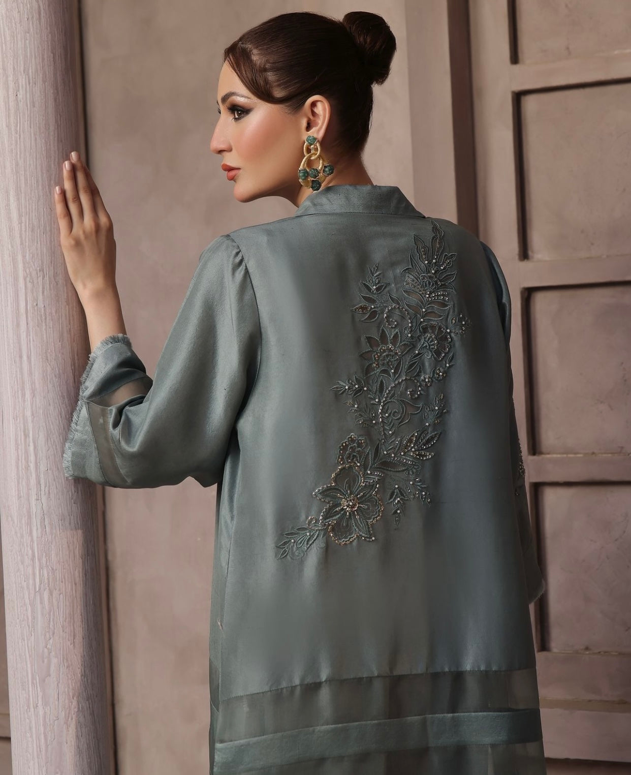 AMBREEN FARRUKH - Slate Green Jacket