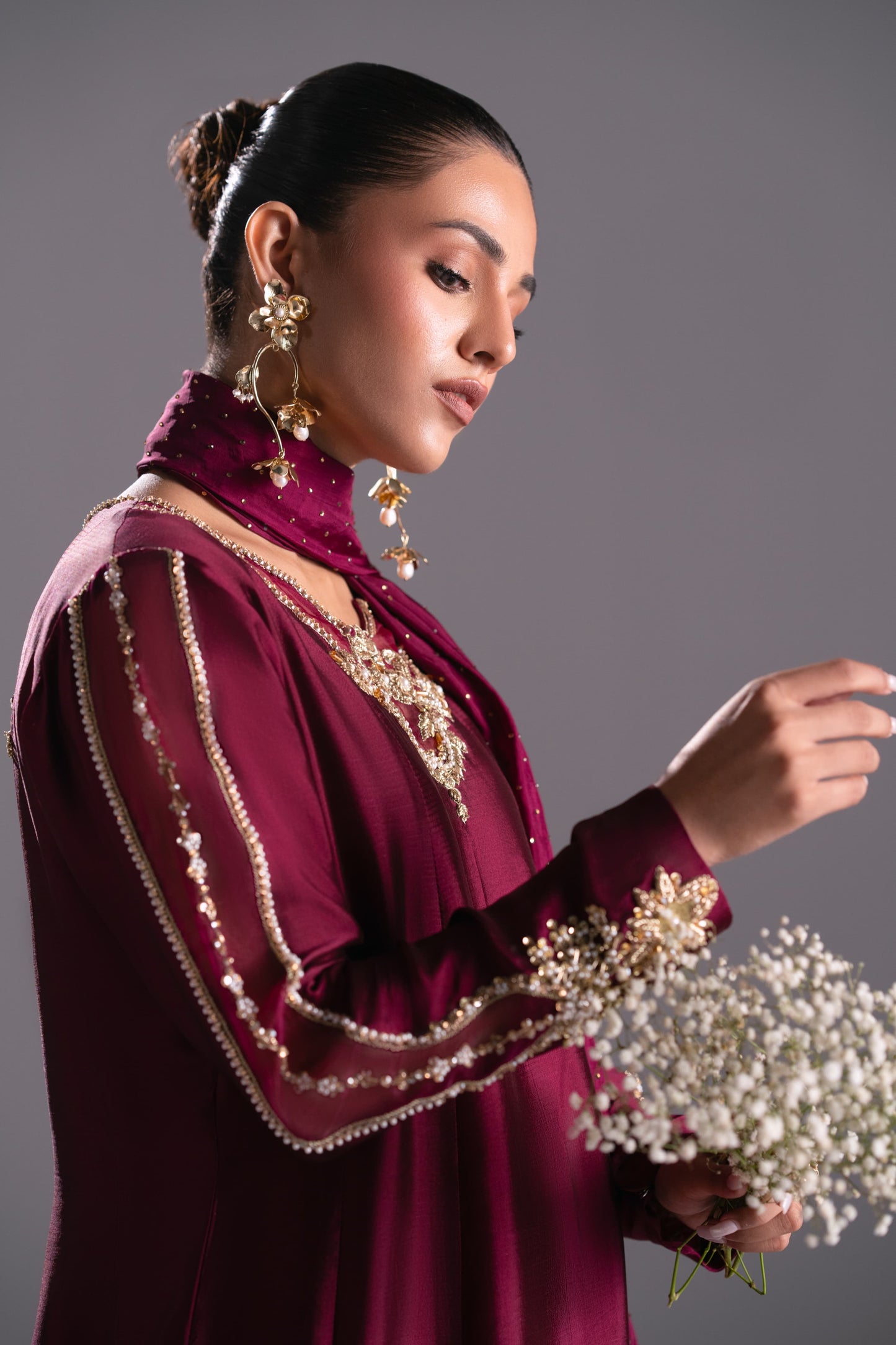 Mehak Yaqoob Couture - Rosa with plain Dupatta