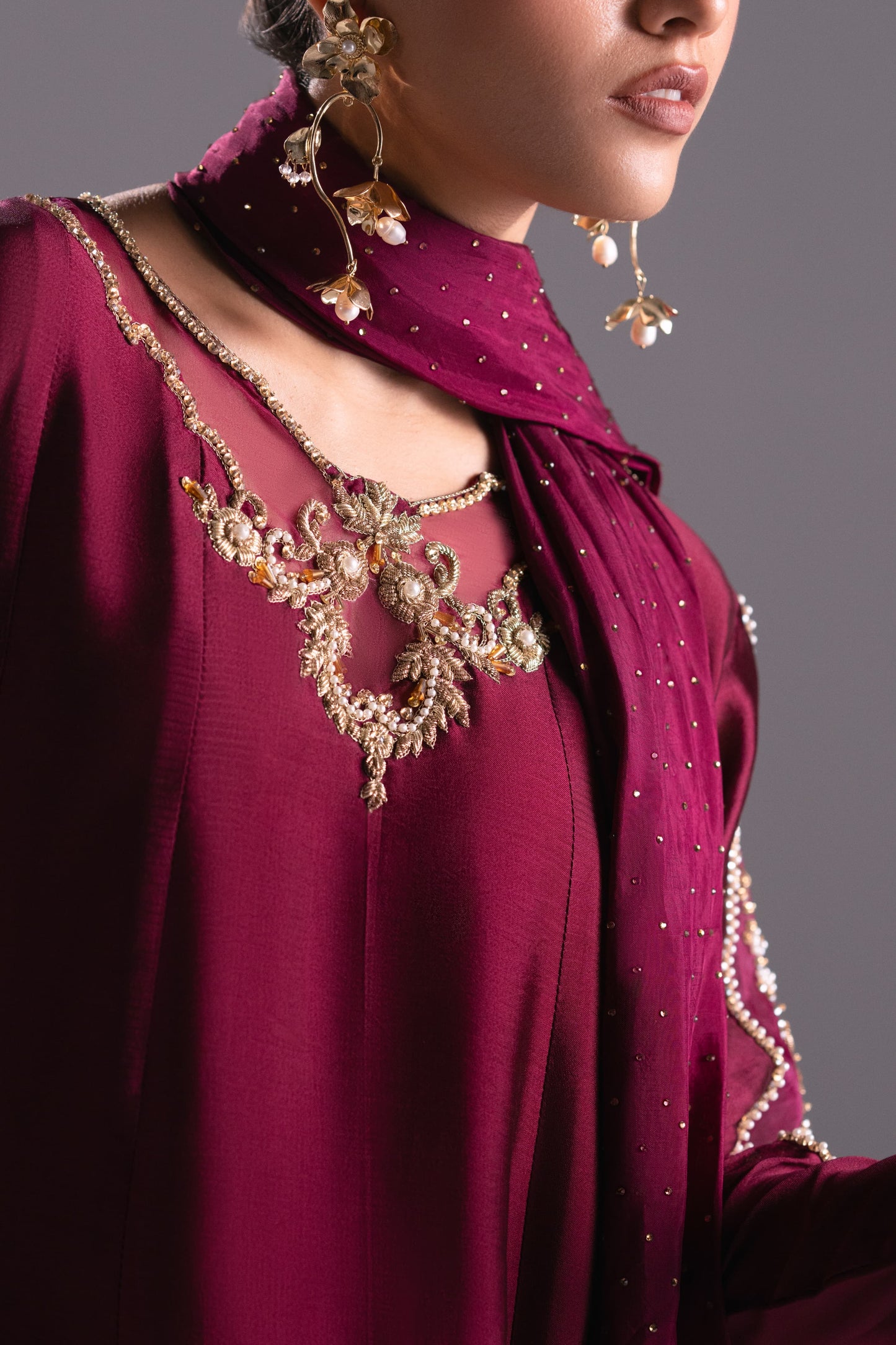 Mehak Yaqoob Couture - Rosa with plain Dupatta