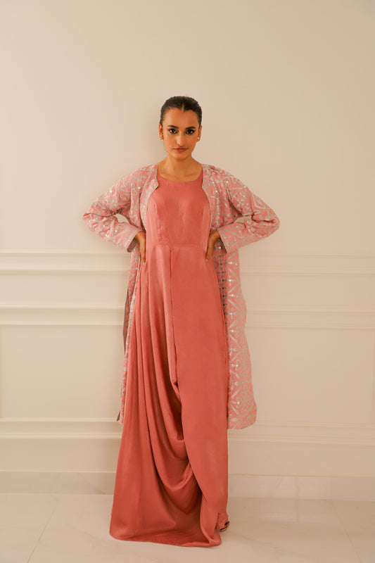 ASHJAIN SAFWAN - Tea Pink Jacket and Dress