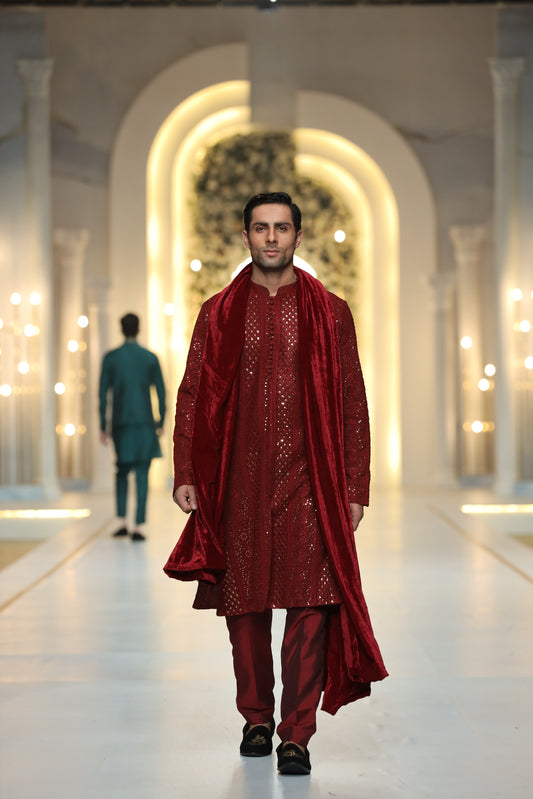 HUMAYUN ALAMGIR (MENSWEAR) - Red Sitara